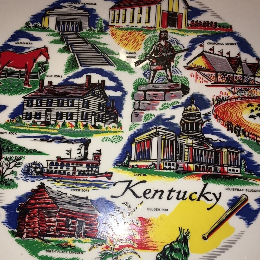 Kentucky Kitsch Tourist Souvenir Ceramic Collectible Plate Vintage 1960s - Picture 16 of 17